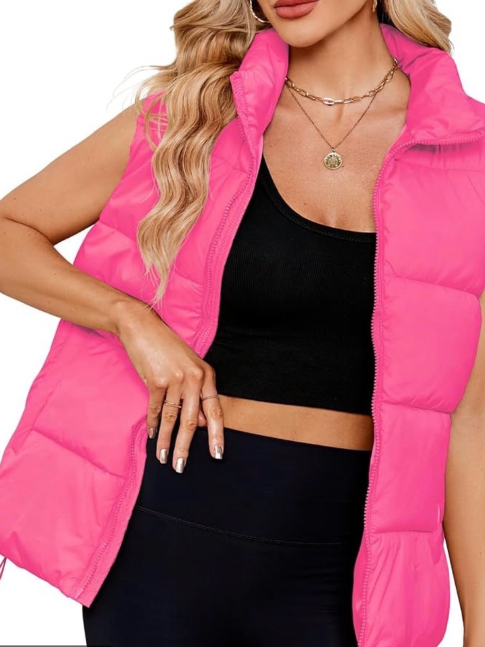 🌸AMAZON PINK QUILTED PUFFER VEST SIZE MEDIUM🌸
